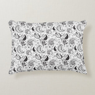 Schwarz-weißes Paisley-Muster – Elegante Textilkun Dekokissen