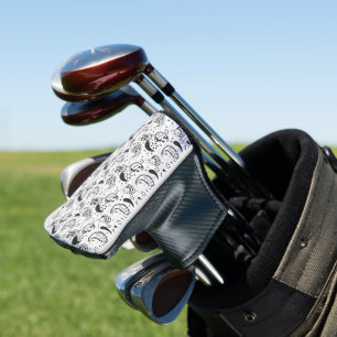 Schwarz-weißes Paisley-Muster – Elegante Textilkun Golf Headcover
