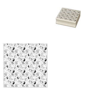 Schwarz-weißes Paisley-Muster – Elegante Textilkun Gummistempel