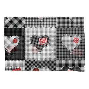Schwarz-weißes Patchwork ist nahtlos. Kissenbezug