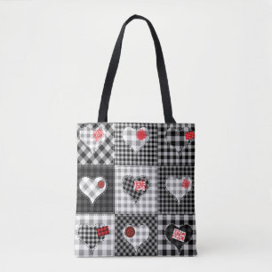 Schwarz-weißes Patchwork ist nahtlos. Tasche