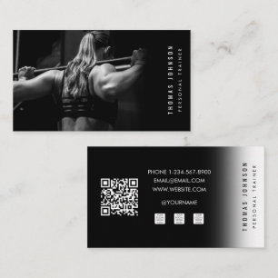 Schwarz-weißes Personal Trainer Fitness Foto Visitenkarte