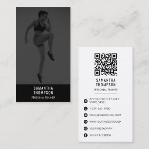 Schwarz-weißes Personal Trainer Fitness Kundenspez Visitenkarte