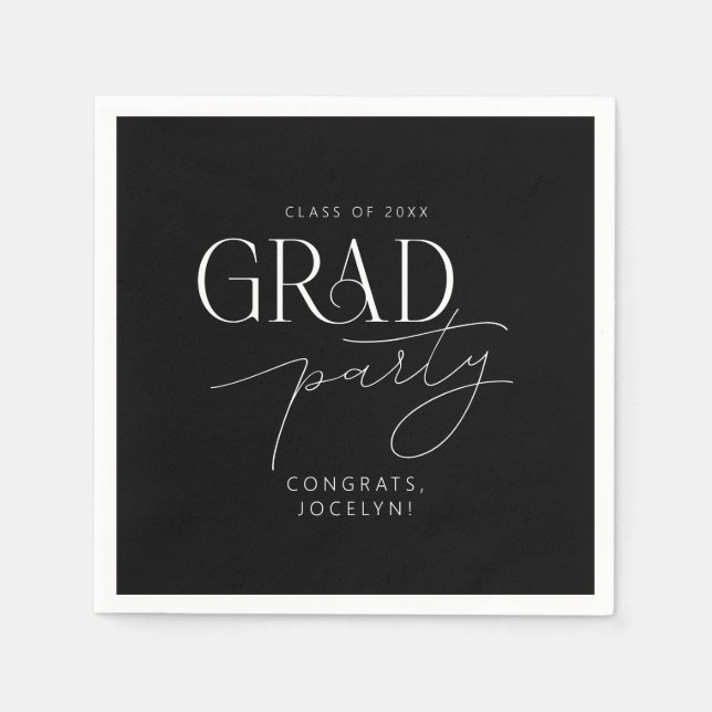 Schwarz-weißes Personalisiertes Minimalistisches P Serviette (Vorderseite)