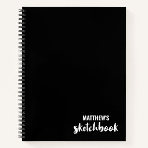 Schwarz-weißes Personalisiertes Sketch - Ihr Name Notizbuch