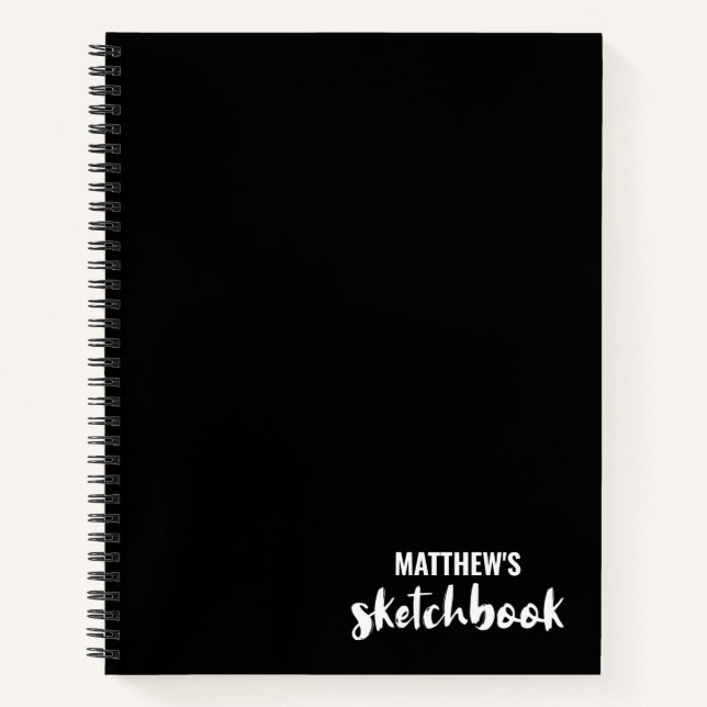 Schwarz-weißes Personalisiertes Sketch - Ihr Name Notizbuch (Vorderseite)
