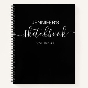Schwarz-weißes Personalisiertes Sketch Notizbuch