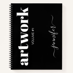 Schwarz-weißes Personalisiertes Sketchbook - Ihr N Notizbuch