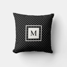 Schwarz-weißes Polka Dot-Muster mit modernem Monog Kissen