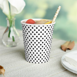 Schwarz-weißes Polka Dot Muster Pappbecher