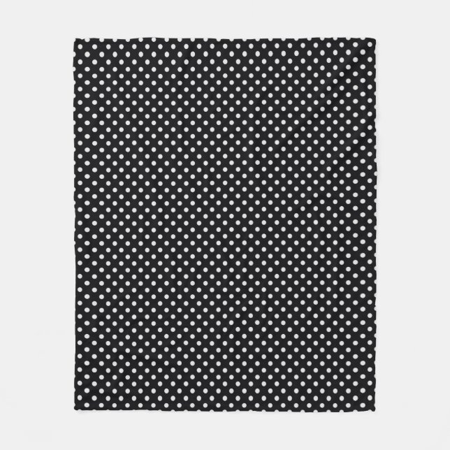 Schwarz-weißes Polka Dots Muster Fleecedecke (Vorderseite)