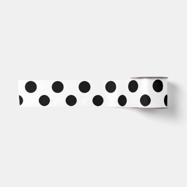 Schwarz-weißes Polka-Punkt-Muster Satinband (Vorderseite)