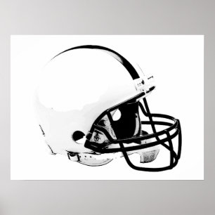 Schwarz-weißes Pop-Kunst-Fußball-Sturzhelm-Plakat Poster