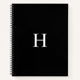 Schwarz-Weißes professionelles Monogramm Notizbuch