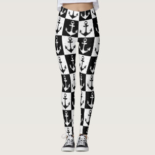 Schwarz-weißes Prüfblockmuster Leggings