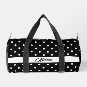 Schwarz-weißes Punkte-Namenmuster hübsch Duffle Bag