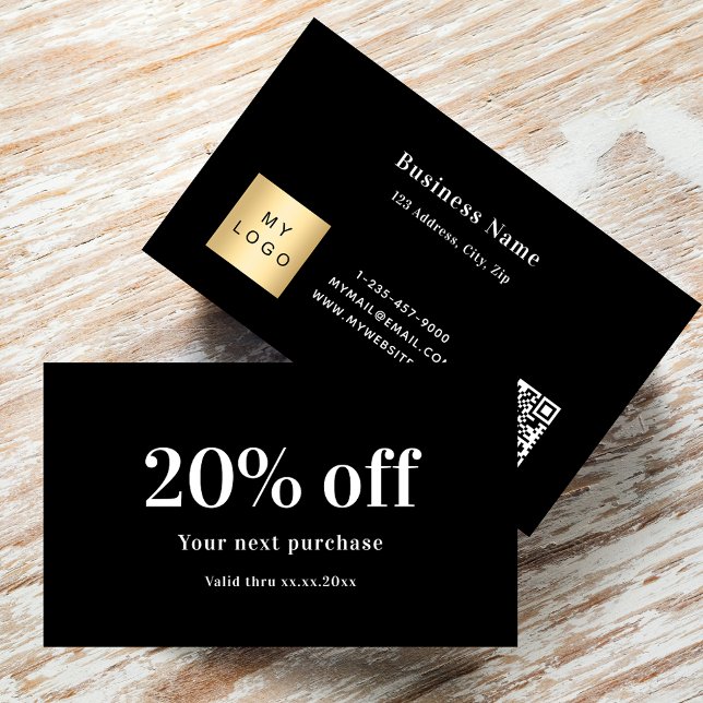 Schwarz-weißes QL-Logo-Geschäft Rabattkarte (Von Creator hochgeladen)