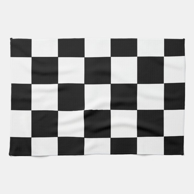 Schwarz-weißes Quadratschach der Küchentuch (Horizontal)