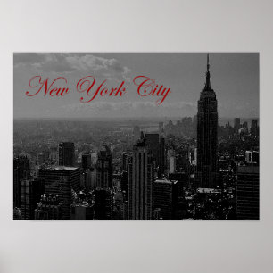 Schwarz-weißes Red Calligraphy New York City Poste Poster