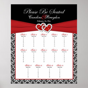 Schwarz-weißes Red Damask Hörerplakat Poster
