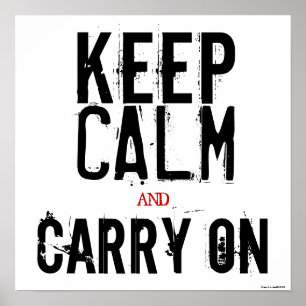 Schwarz-weißes Red Keep Calm und Carry On Art Post Poster