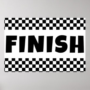 Schwarz-weißes Rennziel-Banner Poster