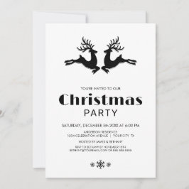 Schwarz-weißes Rentier Weihnachts-Party Einladung