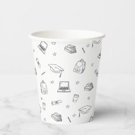 Schwarz-weißes Retro Hand gezogenes Party Pappbecher