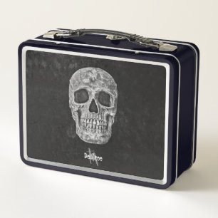 Schwarz-weißes Retro-Style Monogramm mit gotische Metall Brotdose