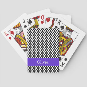 Schwarz-weißes Retro-Wellenmuster mit violettem Ba Spielkarten