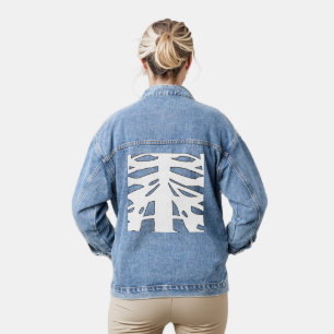 Schwarz-weißes Rippenskelett Jeansjacke