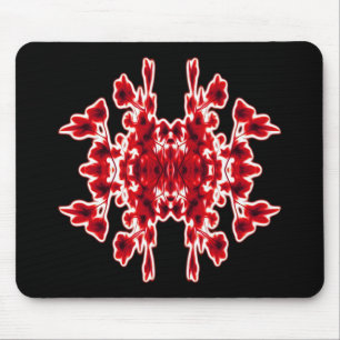 Schwarz-weißes rotes Abstraktes Muster Mousepad