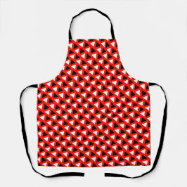 Schwarz-weißes rotes Muster - All-over-Print-Schür Schürze