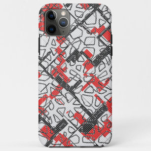 Schwarz-weißes rotes Muster Case-Mate iPhone Hülle