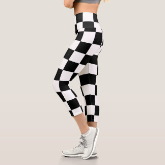 Schwarz-weißes Schachbrett  Capri Leggings