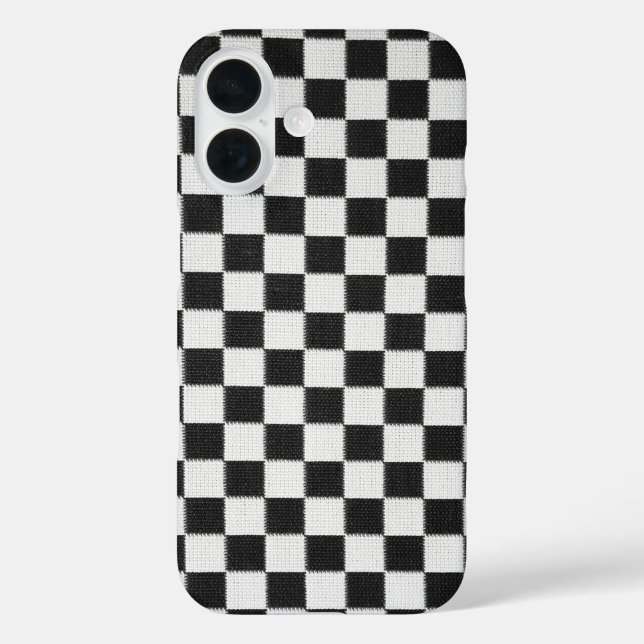Schwarz-weißes Schachbrett iPhone 16 Hülle (Rückseite)