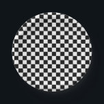 Schwarz-weißes Schachbrett Muster Pappteller<br><div class="desc">Dieses lustige Partyware hat ein Schachbrettmuster in fett kontrastierendem Schwarz und Weiß. Das Design erinnert an die karierte Siegflagge im Motorsport und das klassische Raster-Look eignet sich hervorragend für eine Geburtstagsparty oder einen anderen besondere Anlass.</div>