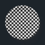 Schwarz-weißes Schachbrett Muster Pappteller<br><div class="desc">Dieses lustige Partyware hat ein Schachbrettmuster in fett kontrastierendem Schwarz und Weiß. Das Design erinnert an die karierte Siegflagge im Motorsport und das klassische Raster-Look eignet sich hervorragend für eine Geburtstagsparty oder einen anderen besondere Anlass.</div>