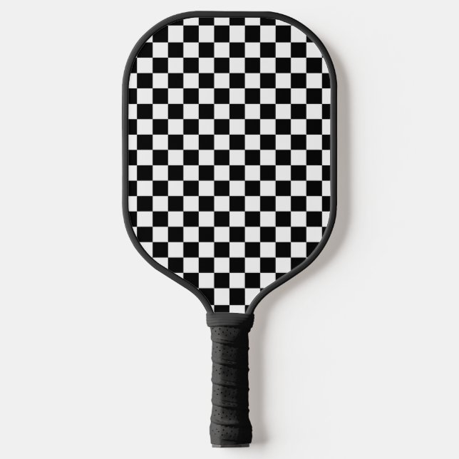 Schwarz-weißes Schachbrett Muster Pickleball Padde Schläger (Vorderseite)