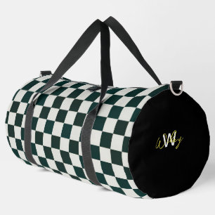 Schwarz-weißes Schachbrett Personalisierter Duffle Bag