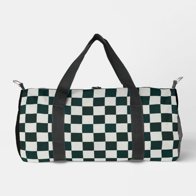 Schwarz-weißes Schachbrett Personalisierter Duffle Bag (Vorderseite)