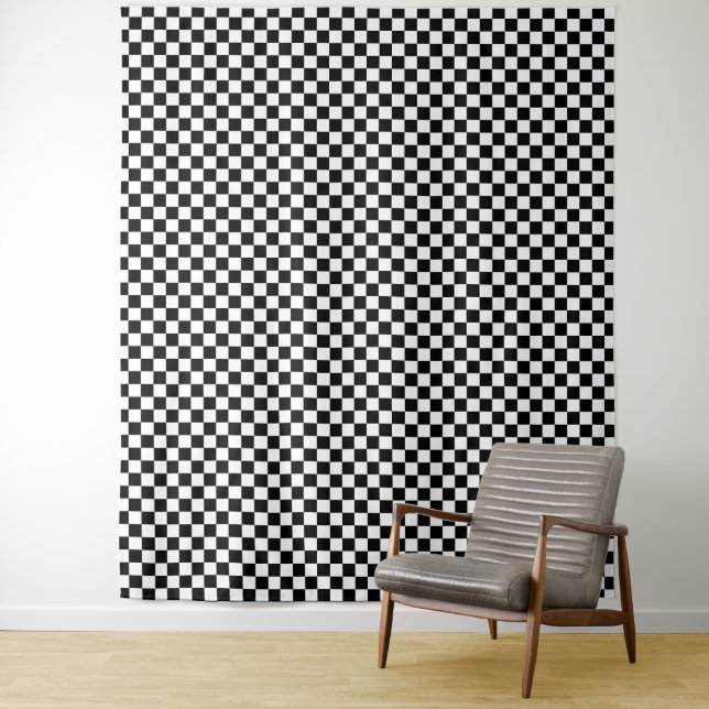 Schwarz-weißes Schachbrettmuster  Wandteppich (Beispiel)