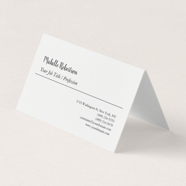 Schwarz-weißes Schlichtes Minimalistisches Persona Visitenkarten (Vorderseite)