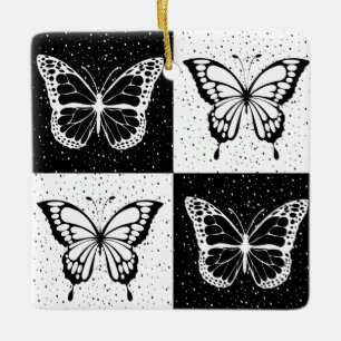 Schwarz-weißes Schmetterlingsdesign Keramikornament