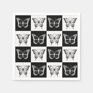 Schwarz-weißes Schmetterlingsdesign Serviette