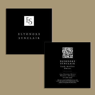 Schwarz-weißes Schrift-Wimpernstudio-Logo QR-Code Quadratische Visitenkarte