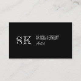 Schwarz-weißes Script Beruflich Monogram Artist Visitenkarte