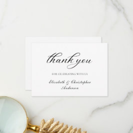 Schwarz-weißes Script Elegant Wedding Dankeschön C Dankeskarte