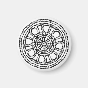 Schwarz-weißes Seilknoten-Celtic-Kreis-Magnet  Magnet