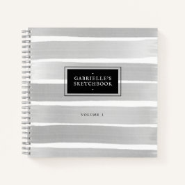 Schwarz-weißes Sketchbook Graue Streifen mit Ihrem Notizbuch